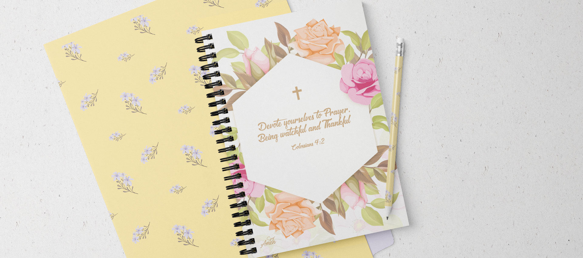 Say Amen floral spiral journal with a Scripture cover
